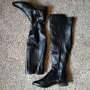 Knee high faux leather boots